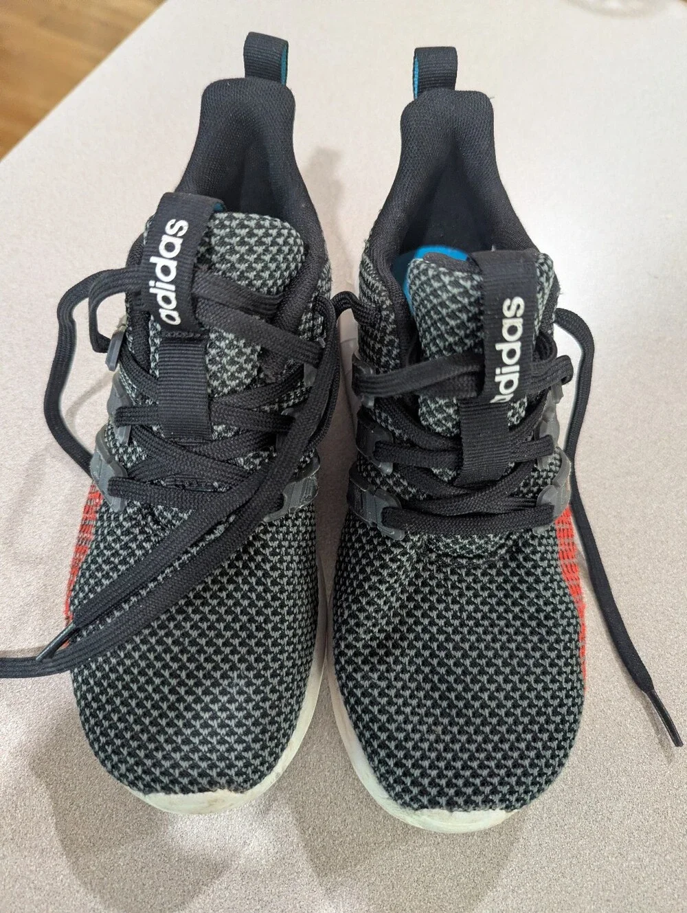 Youth Boys Gray/Black Adidas Shoes, Size 3